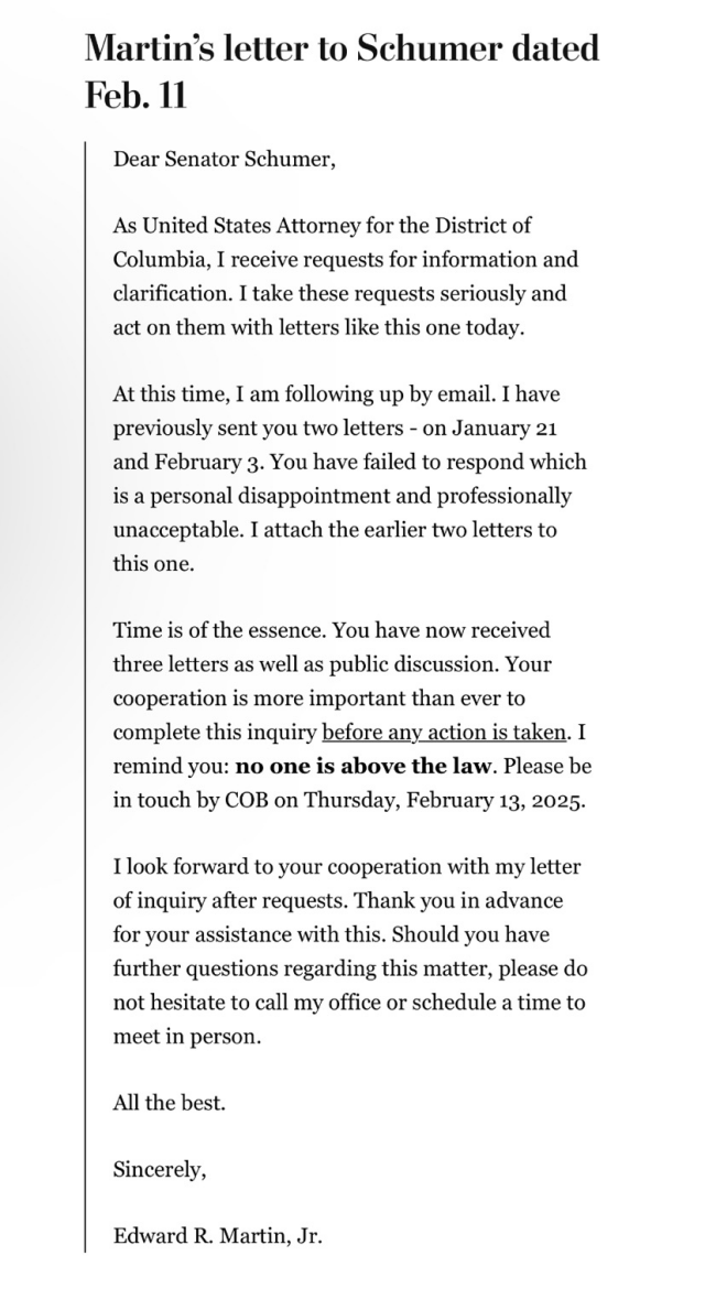 Martin's letter to Schumer dated Feb. 3