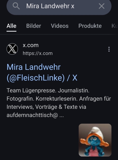 Screenshot Mira Landwehr @FleischLinke
Team Lügenpresse... 
Account bei X, mehr kann ich nicht anklicken.
