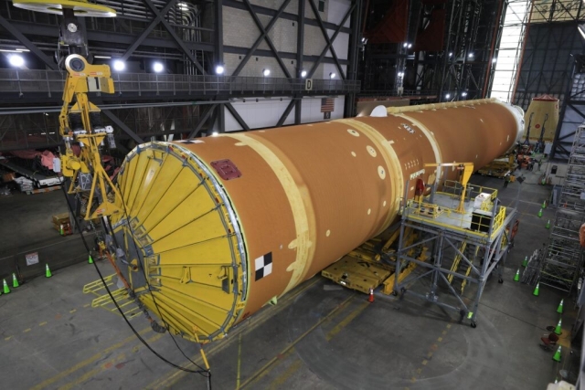 NASA Artemis II Core Stage Goes Horizontal Ahead of Final Integration