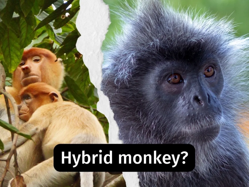 A ‘mystery monkey’ in Borneo may be a rare hybrid between a Proboscis Monkey and Silvery Lutung