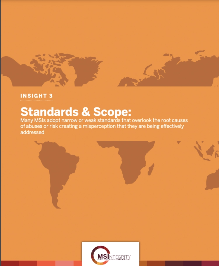 MSI Insight Report on Standards and Scope for Multistakeholder Initiatives (MSIs) like the RSPO