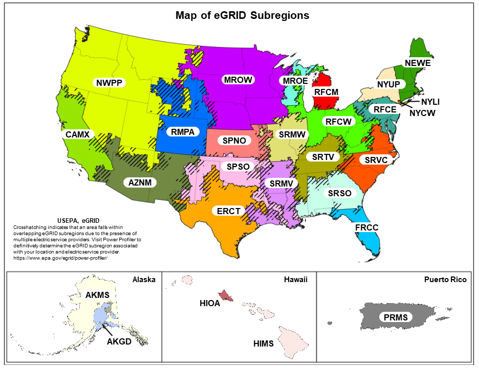 Figure 1: eGRID subregions.