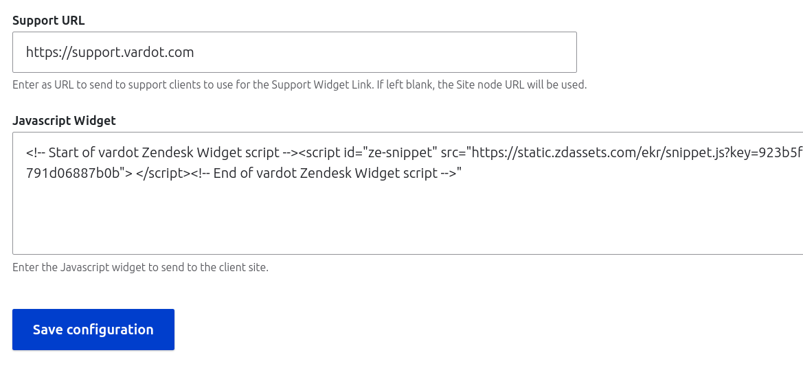 Vardot Widget settings